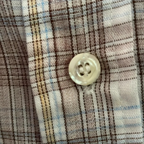 Vintage 70s Levis White Tab Button Up Shirt USA Made Mens Size Large Plaid - Picture 5 of 8